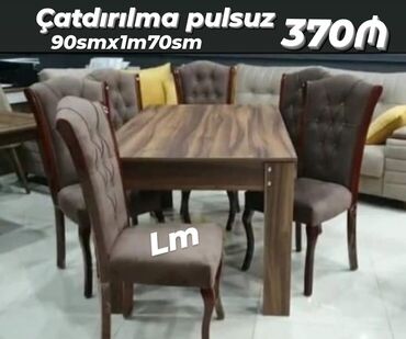 Sifarişlə masa və oturacaq dəstləri: *Masa dəsti* _*MASA +6 STULL💥*_ Masa bağlı: 90×1.70+6stul: *370₼*