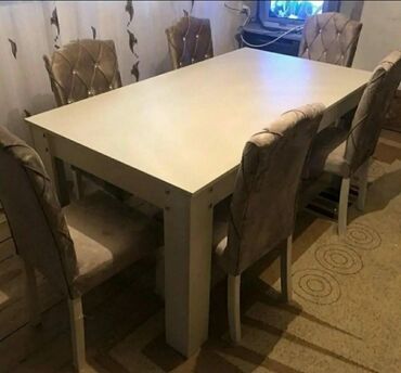 taxta stul stol: Для гостиной, Прямоугольный стол, 6 стульев, Азербайджан