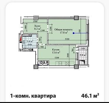 1 комната, 45 м², Элитка, 10 этаж, ПСО (под самоотделку)