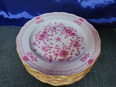 Ostali antikviteti: Tanjiri 8 kom.Meissen Indian Pink Flowers.4g. Meissen tanjiri 8 — 13
