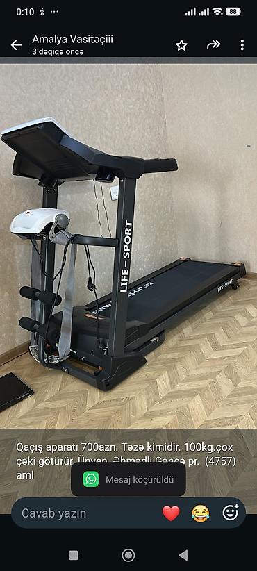 İdman və istirahət: Qaçış aparatı 700azn. Təzə kimidir. 100kg.çox çəki götürür. Ünvan — 1
