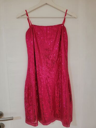 haljine s perjem: S (EU 36), bоја - Roze, Drugi stil, Na bretele
