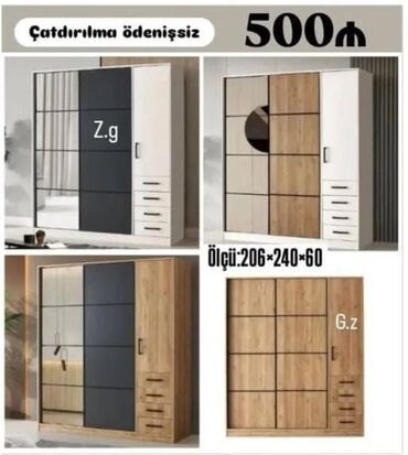 Divanlar: Kupe, 3 qapılı Düz dolab, Qarderob, paltar dolabı