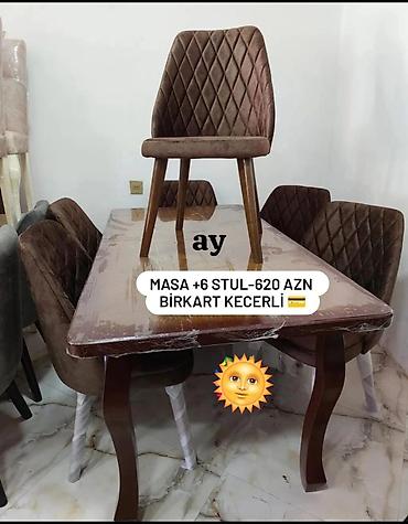 Masalar və oturacaqlar: Qonaq otağı üçün, Yeni, Dördbucaq masa, 6 stul — 1