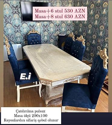 boya seti: Qonaq otağı üçün, Yeni, Açılmayan, Dördbucaq masa, 6 stul — 4