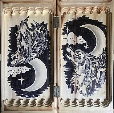 Нарды: Нарды ШАХМАТЫ на заказ ручной работы из дерева, украшенные резьбой — 13