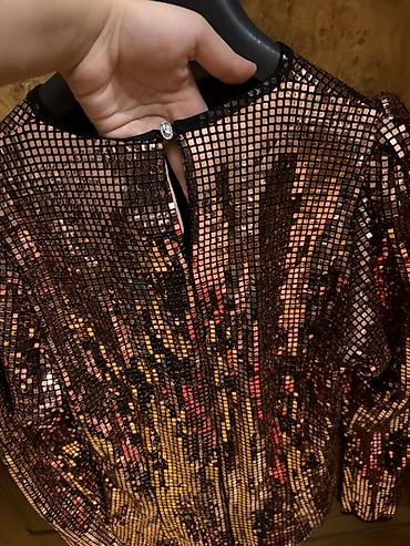 cehiz: Metallic mesh qadın bluzası - Material: elastik tor şəffaf parça — 3