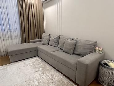 Диваны: Boz rəngli künc divan (L‑şəkilli), geniş oturacaq və chaise bölməsi — 2