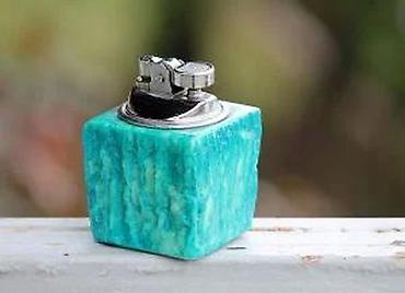 Satovi za kuću: Atomic 1960 Tirkiz alabaster, Kubični stoni Vintage upaljač — 7