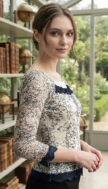 liner gace: Elegantna ženska čipkana bluza sa 3/4 rukavima - Model: bluza sa — 1