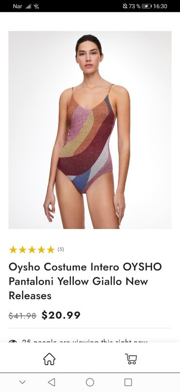 hicablilar ucun deniz geyimi: OYSHO BRENDİ. Rəngli, parıltılı kupalnik. - Model: Oysho Costume