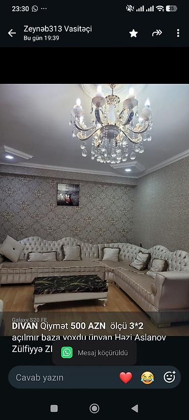 *DIVAN* Qiymət *500 AZN* ölçü *3*2* açılmır baza yoxdu ünvan Həzi