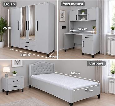 Детская мебель: Uşaq/yeniyetmə otağı üçün müasir dəst – zərif açıq boz rəngdə, qara — 1