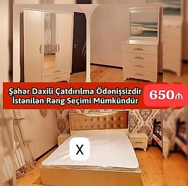 ev guzgu: Yataq otağı mebel dəsti Tərkibi: - 3 qapılı şkaf (ortada güzgü — 1