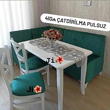 l masalar: Mətbəx künc dəsti - Dəst tərkibi: 1 ədəd düzbucaqlı masa, 2 ədəd stul — 1