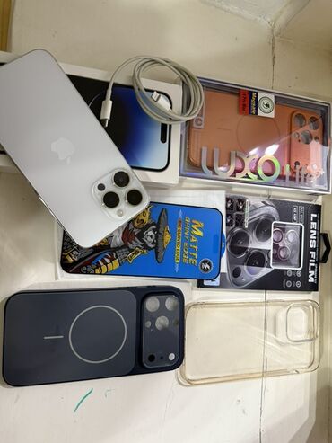 Apple iPhone: IPhone 14 Pro Max, Б/у, 256 ГБ, White Titanium, Зарядное устройство, Защитное стекло, Кабель, 79 % — 8