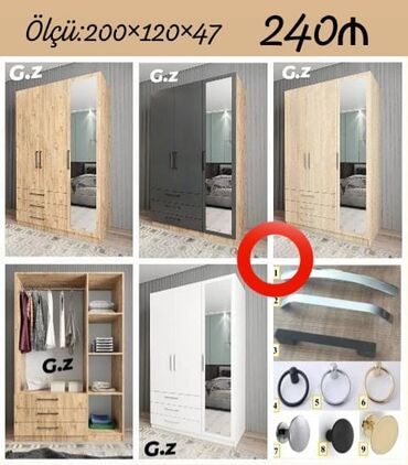 Bitkilər: Yeni, Açılan, 3 qapılı Qarderob, paltar dolabı