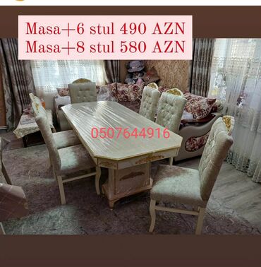 Masa və oturacaq dəstləri: Qonaq otağı üçün, Yeni, Açılmayan, Dördbucaq masa, 6 stul -da lalafo.az — 8 Masa və oturacaq dəstləri: Qonaq otağı üçün, Yeni, Açılmayan, Dördbucaq masa, 6 stul — 8
