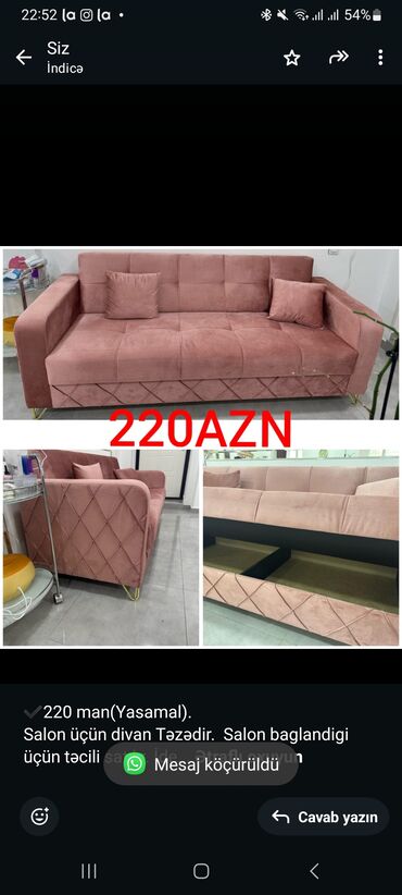 gul salonu: ✔️220 man(Yasamal). Salon üçün divan Təzədir. Salon baglandigi üçün