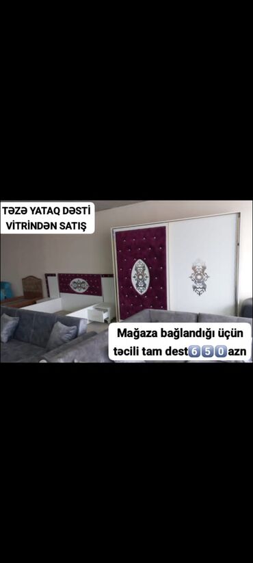 Yataq otağı dəstləri: Yataq desti 650azn. Yenidir. Matras var. Vitrinden satishdir