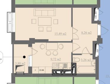 Продажа квартир: 1 комната, 42 м², Элитка, 8 этаж, ПСО (под самоотделку)