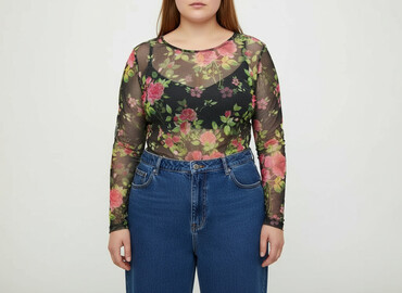 sukienki w kwiaty plus size na wesele: Tu, Жіноча блуза, розмір 5XL