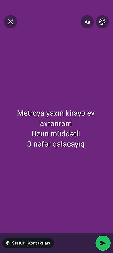 Mənzillər: Uzunmüddətli kirayə mənzil axtarılır. Metroya piyada yaxın məsafədə — 1