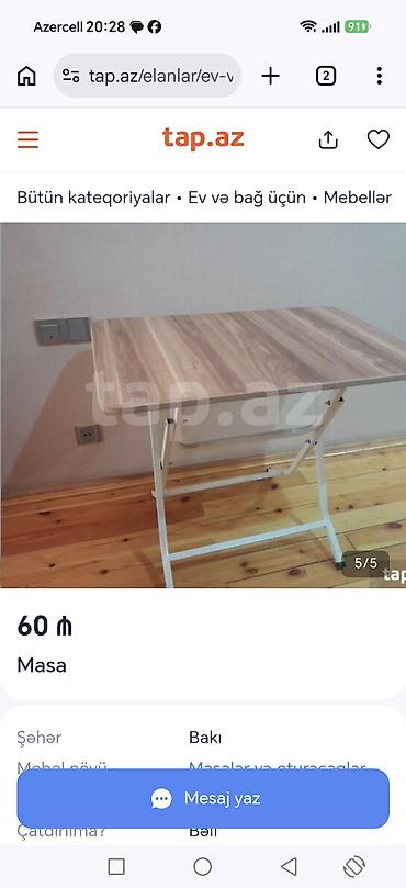 stulların satışı: Yeni, Qatlanan, Taxta, Dördbucaq masa — 5