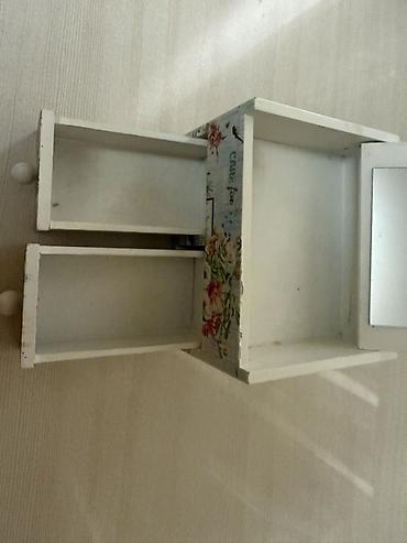 botinkalar cəkmələr: Dekorativ taxta kosmetik organizer güzgü ilə - Material: ağ rəngli — 8