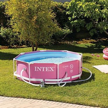 интекс: 244/76см. Каркасный бассейн Pink Metal Frame, Intex 28290. Размер — 9