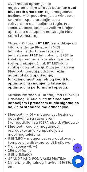 Klaviri i klavijature: 100% Nov i neraspakovan u kutiji. Strauss Rottman Grand Piano – — 18