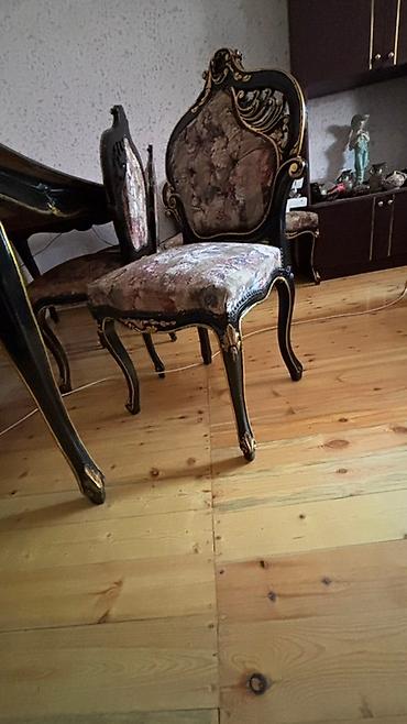 Masa və oturacaq dəstləri: Qonaq otağı üçün, İşlənmiş, Açılmayan, Dördbucaq masa, 6 stul — 4