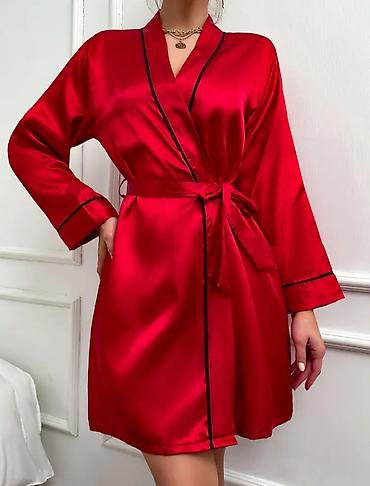 ps baletanke: Saten kimono/bademantil, vel. XL – crvena boja - Materijal: glatki — 1
