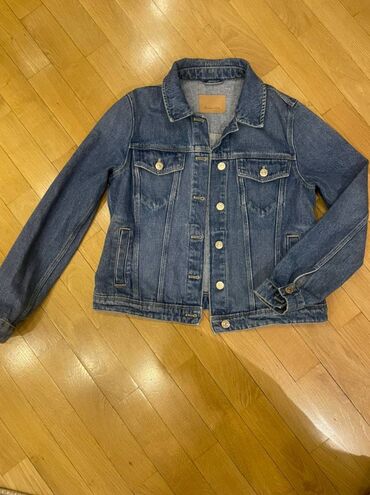 бордовые джинсы женские: Джинсовая куртка, Осень-весна, L (EU 40)