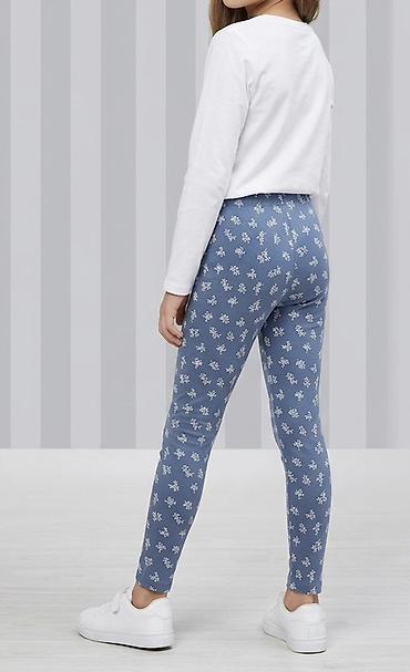 2020 şalvar modelleri: Qız uşaqları üçün naxışlı leggins - Rəng: göy - Dizayn: bütün səthdə — 1