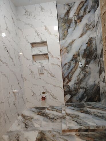 Plitə işləri: Peşəkar kafel-metlax və mərmərə bənzər porselen plitələrin döşənməsi — 18