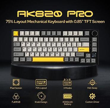 Настольные ПК и комплектующие: Клавиатура, Ajazz, Механическая, Bluetooth, Проводное подключение, Размер: 75% — 2