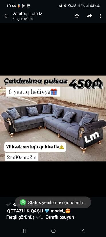 Sifarişlə divanlar: Künc divan