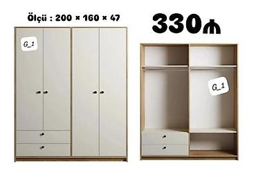 Paltar dolabları, qarderoblar: G_1 geyim dolabları Model 1 – 2 qapılı (ağ) - Ölçü: 200 × 90 × 47 sm — 8