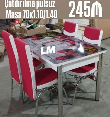 metbex mebli: Mətbəx üçün, Yeni, Açılmayan, Dördbucaq masa, 4 stul