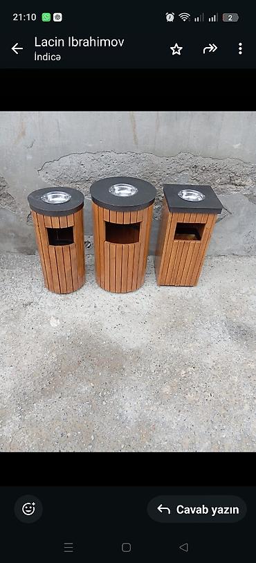 yemək qabları: Taxta üzlü küçə zibil qutuları – üst hissədə metal külqabı Məhsul — 10