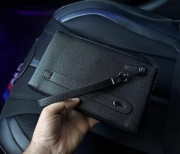 prada çanta: Məhsul: Qara dəri kişi əl çantası (clutch) - Material: Teksturalı — 3