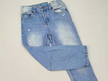 jeansy z perełkami: Spodnie jeansowe, Little kids, 5-6 lat, 116, stan - Dobry