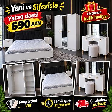 Yeni və sifarişlə: Yataq dəsti – 690 AZN Dəst tərkibi: - Çarpayı