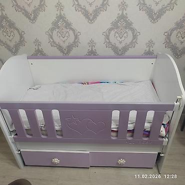 Beşiklər: Uşaq beşiyi – ALI BEBE - Rəng: bənövşəyi-ağ kombinasiya - Material — 1