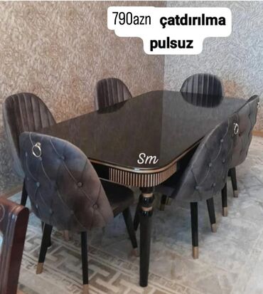 kuxna stol stullari: Для кухни, Для гостиной, Новый, Раскладной, Прямоугольный стол, 6 стульев
