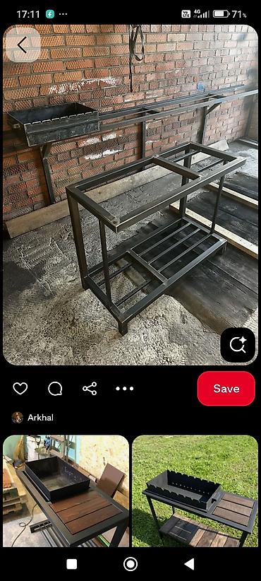 Kabab malları: Metall manqal masası və şiş üçün brazier dəsti - Material: qalın — 1