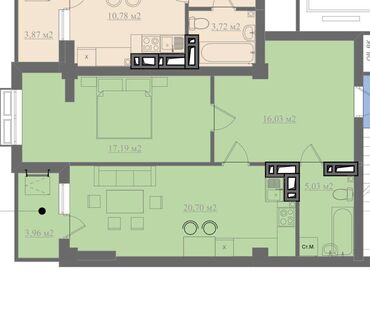 недостроеные дома: 2 комнаты, 64 м², Элитка, 9 этаж, ПСО (под самоотделку)