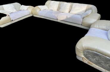 диван евростиль: Прямой диван, цвет - Белый, Б/у