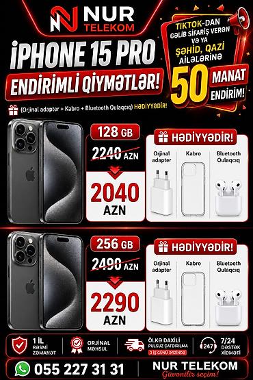 bluetooth qulaqciq: IPhone 15, 128 GB, Black Titanium, Zəmanət — 2
